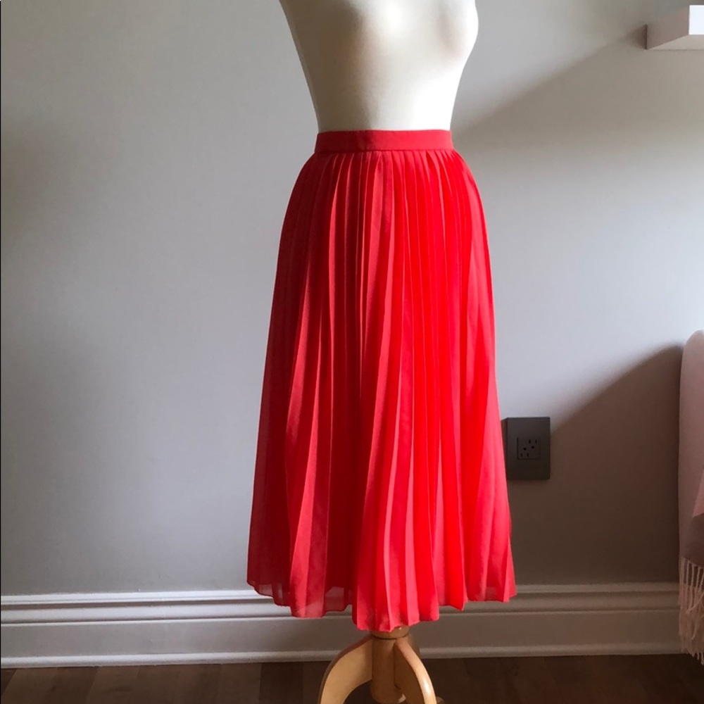 ASOS Coral pleated midi skirt
